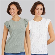 Board Angels Womens Broderie Anglaise Two Pack Tops Multi