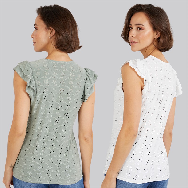 Board Angels Womens Broderie Anglaise Two Pack Tops Multi
