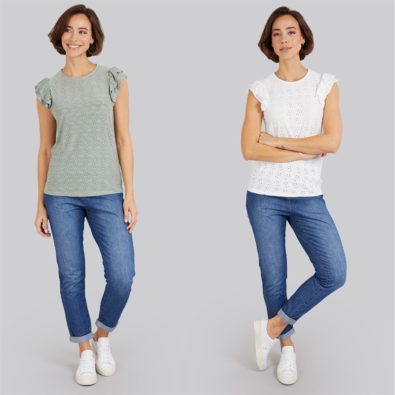 Board Angels Womens Broderie Anglaise Two Pack Tops Multi