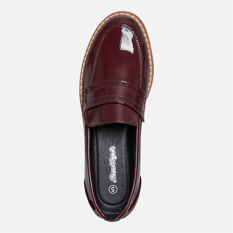 Board Angels Womens Dianne Loafers Burgundy Patent