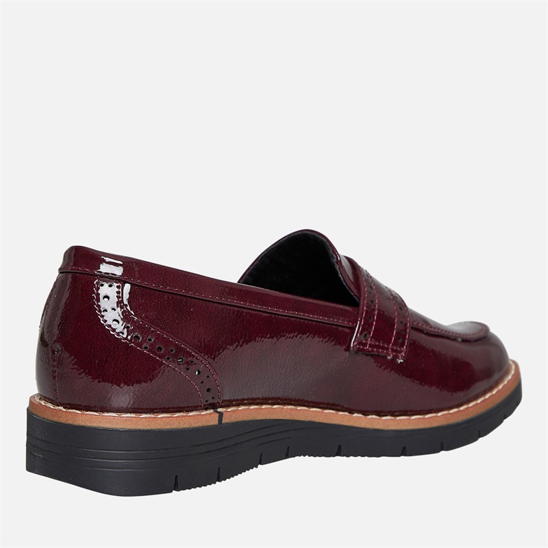Board Angels Womens Dianne Loafers Burgundy Patent
