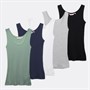 Board Angels Womens Five Pack Cotton Stretch Scoop Vests White/Grey/Black/Navy/Olive