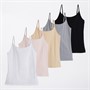 Board Angels Womens Five Pack Strappy Vests Cotton Stretch Black/White/Grey/Natural/Pink Black/White/Gery/Natural