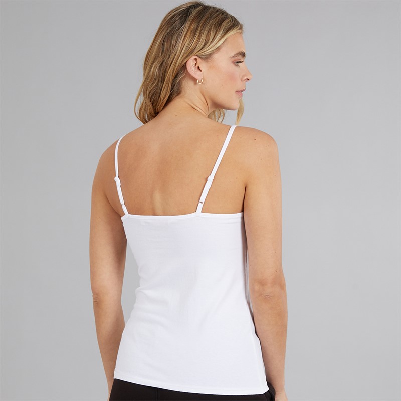 Board Angels Womens Five Pack Strappy Vests Cotton Stretch Black/White/Grey/Natural/Pink Black/White/Gery/Natural