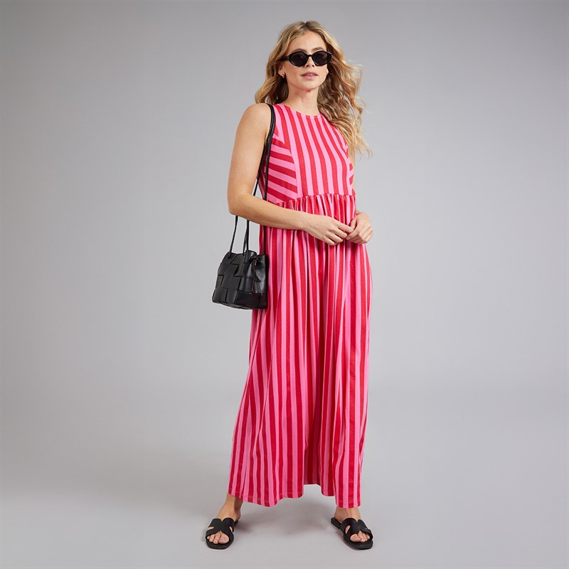 Board Angels Womens Maxi Striped Dress Pink Stripe