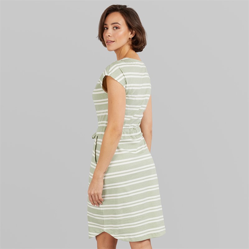 Board Angels Womens Tie Waist Dress Sage Stripe