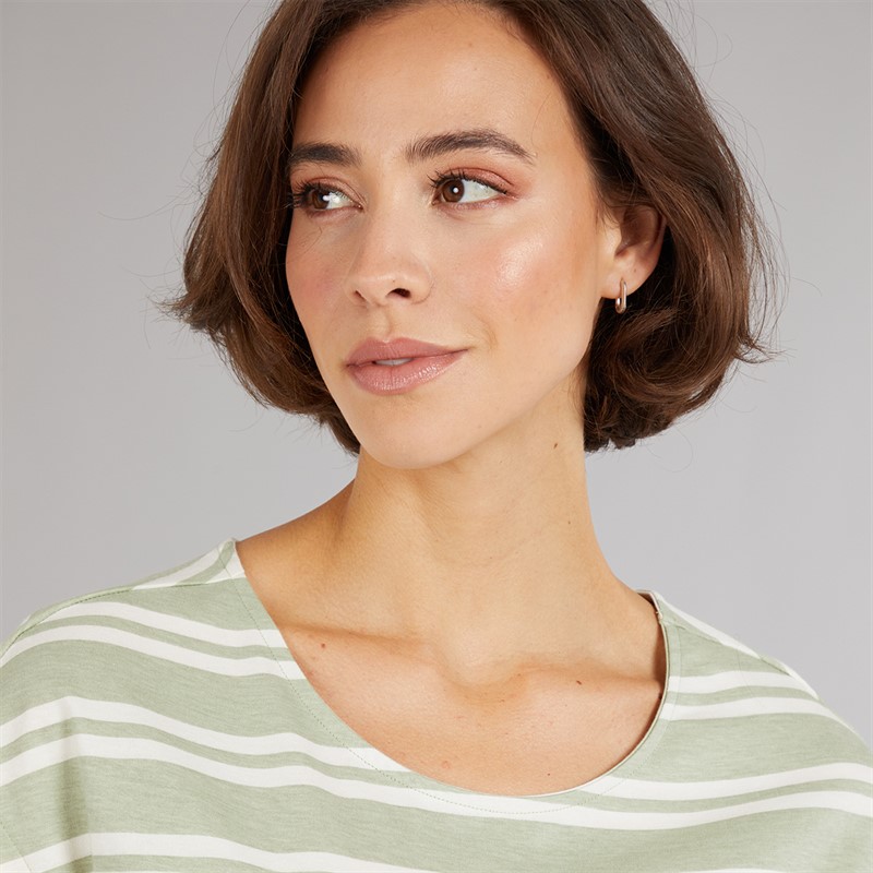 Board Angels Womens Tie Waist Dress Sage Stripe