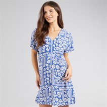 Board Angels Womens Shirt Dress Blue Print