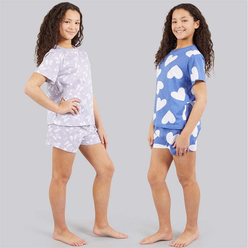 Board Angels Girls Two Pack T-Shirt And Shorts Pyjama Sets Multi