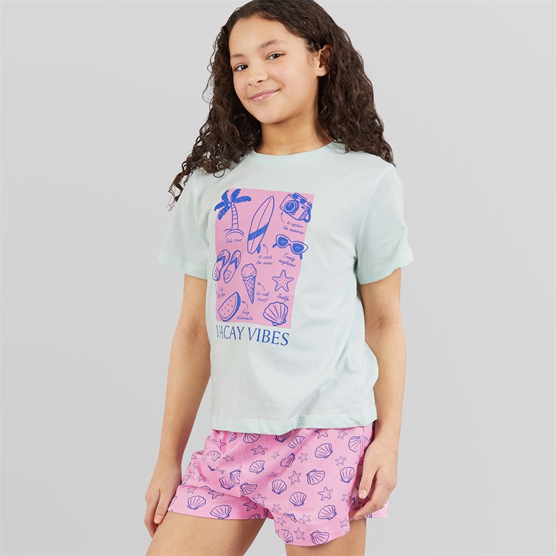 Board Angels Girls T-Shirt And Shorts Pyjama Set Multi