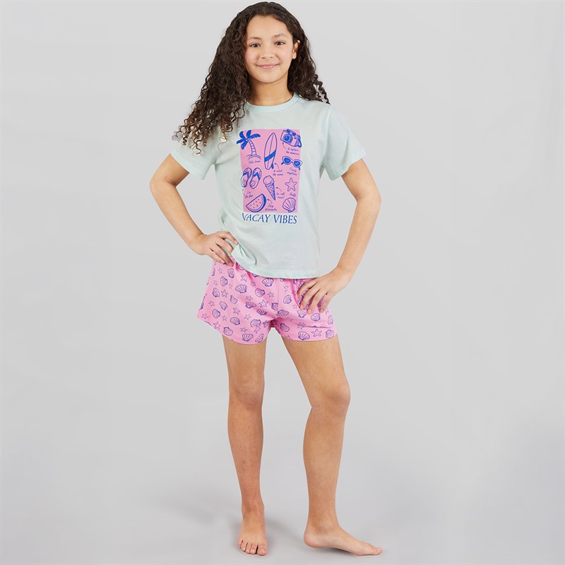 Board Angels Girls T-Shirt And Shorts Pyjama Set Multi