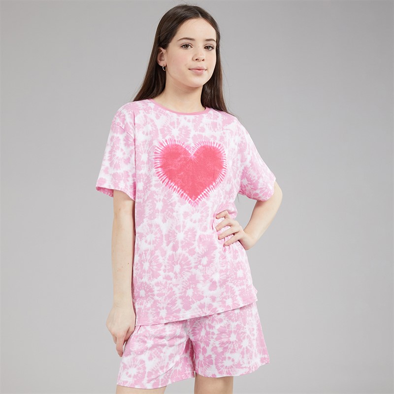 Board Angels Girls T-Shirt And Shorts PJ Set Pink