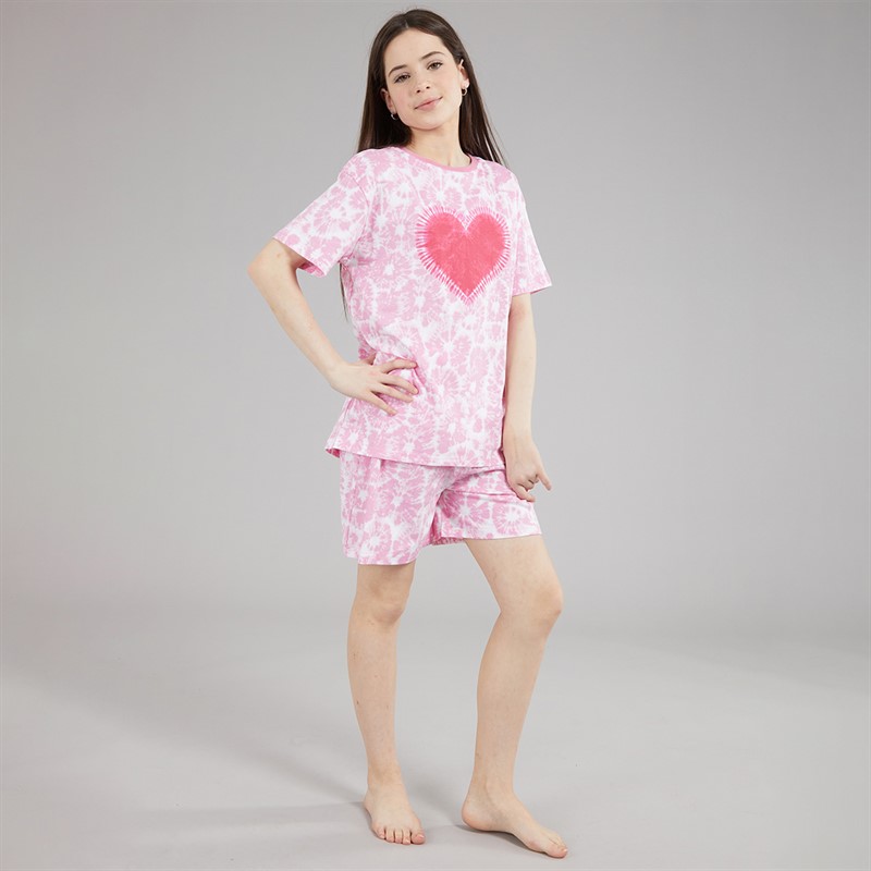 Board Angels Girls T-Shirt And Shorts PJ Set Pink