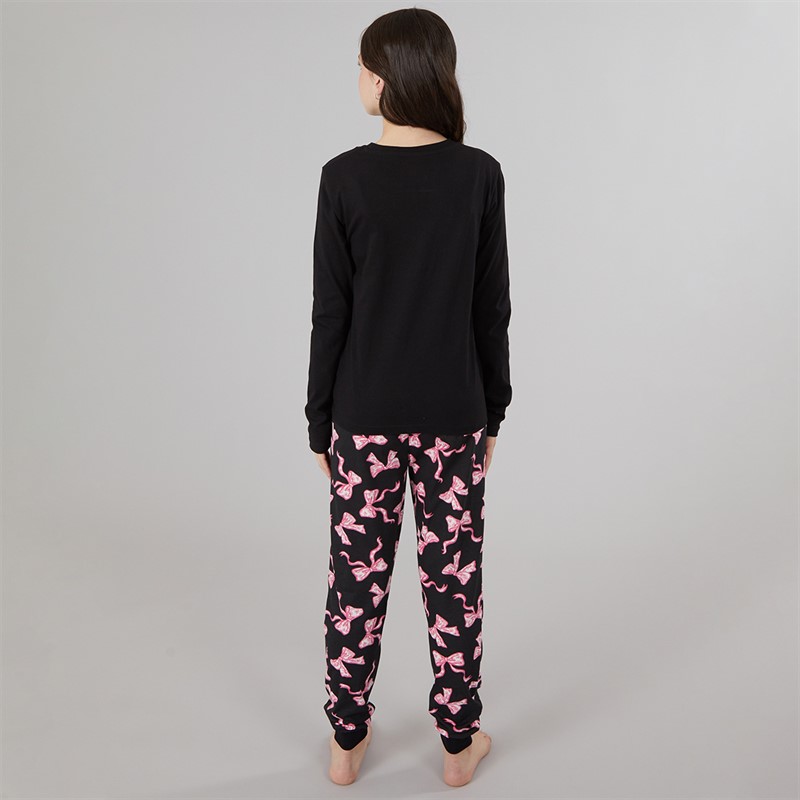 Board Angels Girls T-Shirt And Trousers PJ Set Black