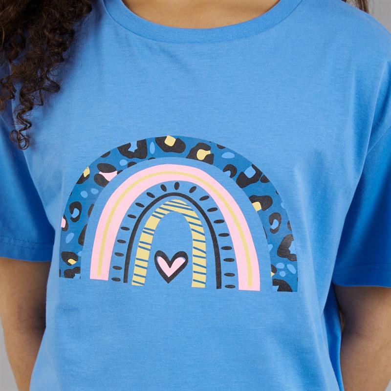 Board Angels Girls Two Pack T-Shirts And Shorts PJ Sets Blue/White