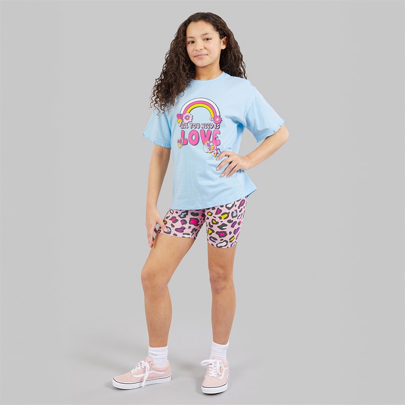 Board Angels Girls T-Shirt And Leopard Shorts Set Pink/Purple