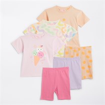 Board Angels Girls Printed Three Pack T-Shirts And Cycle Shorts Sets Multi