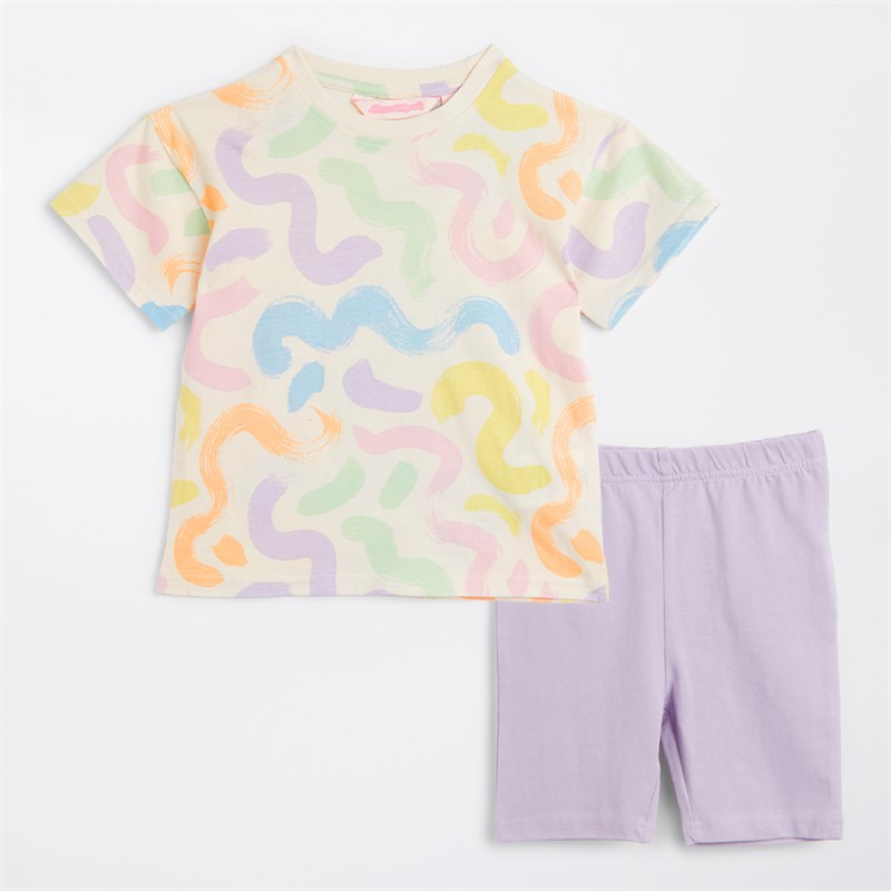 Board Angels Girls Printed Three Pack T-Shirts And Cycle Shorts Sets Multi