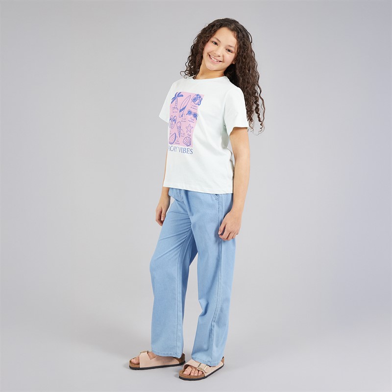 Board Angels Girls Wide Leg Pull On Jeans Light Wash