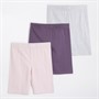 Board Angels Girls Three Pack Cycle Shorts Pink/Purple/Light Grey Pink / Purple / Light Grey