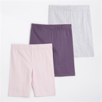 Board Angels Girls Three Pack Cycle Shorts Pink/Purple/Light Grey Pink / Purple / Light Grey