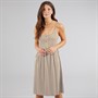 Board Angels Womens Strappy Midi Striped Dress Khaki/Winter White