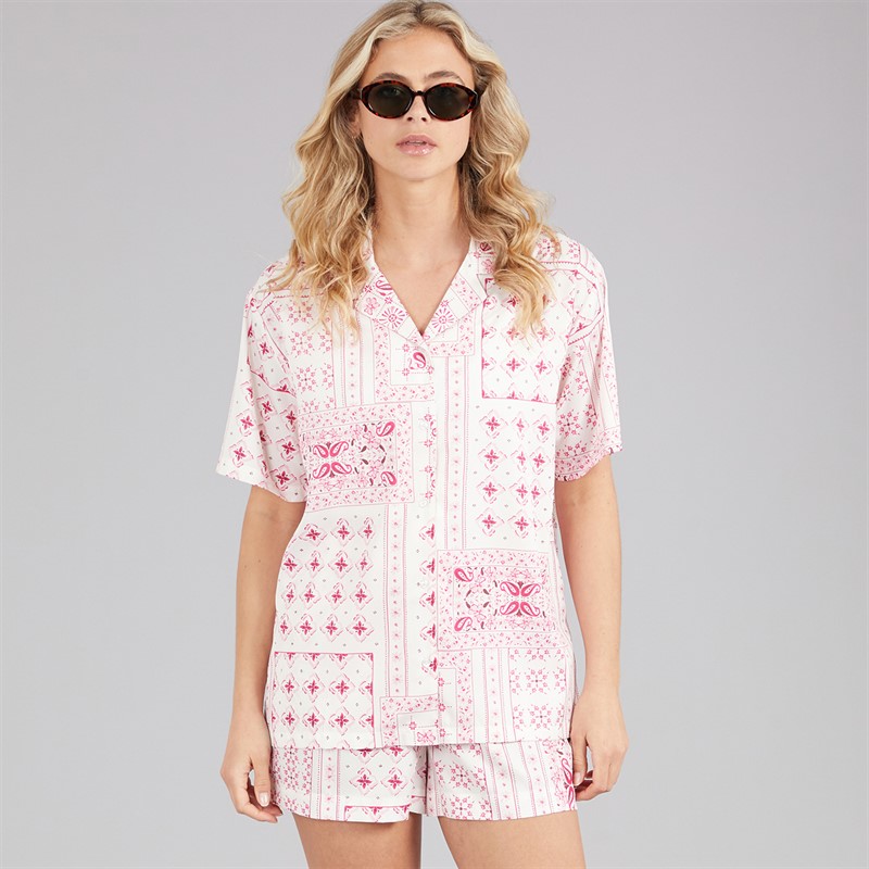 Board Angels Womens Bandana Print Shirt Pink Print