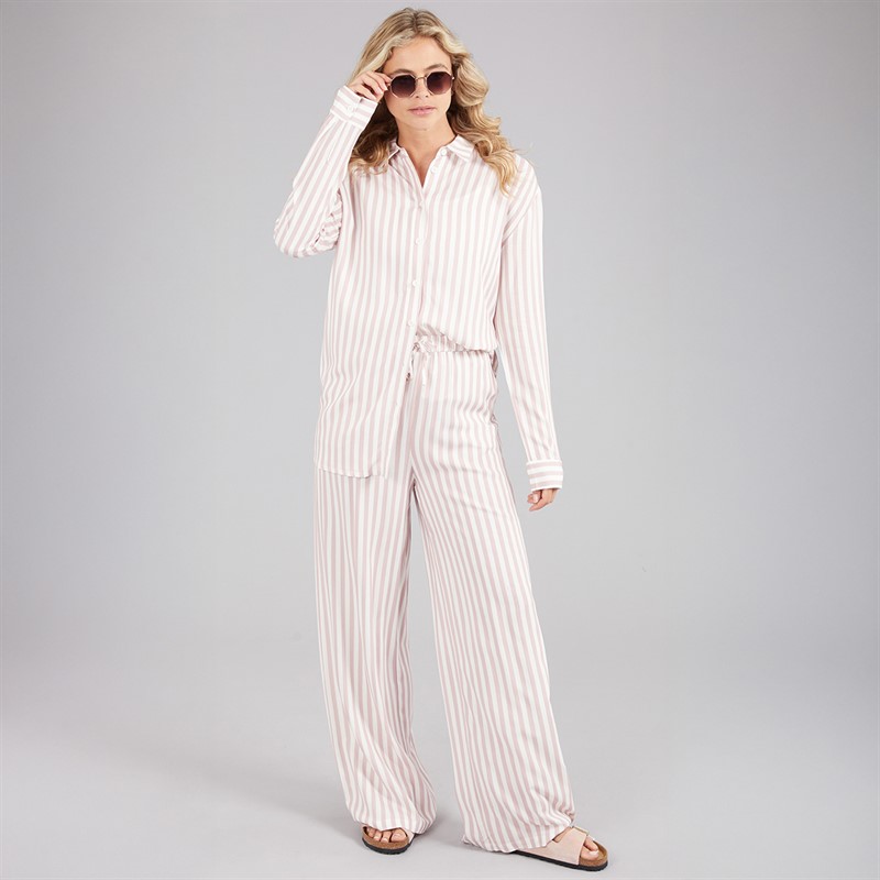 Board Angels Womens Co-Ord Long Shirt And Trousers Set Pink