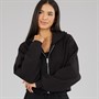 Board Angels Womens Oversized Cropped Zip Through Hoodie Black