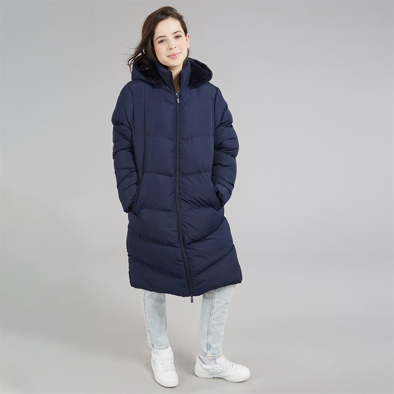 Board Angels Girls Hooded Long Puffer Jacket Navy