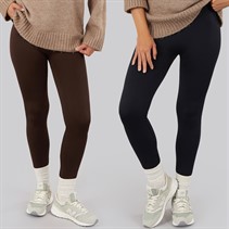 Board Angels Womens Two Pack Fleece Lined Leggings Black/Chocolate
