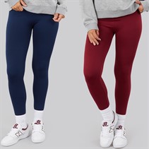 Board Angels Womens Two Pack Fleece Lined Leggings Navy/Burgundy