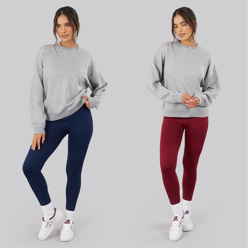 Board Angels Womens Two Pack Fleece Lined Leggings Navy/Burgundy