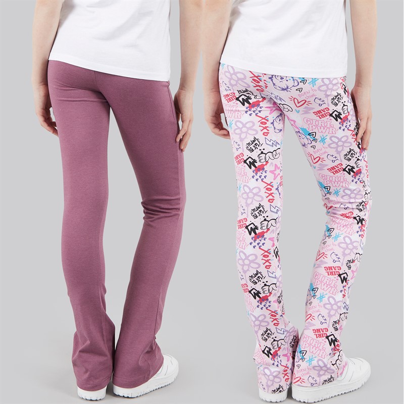 Board Angels Girls Two Pack Yoga Style Leggings Dusky Grape/Graffiti Duskygrape/Graffiti
