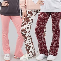 Board Angels Girls Three Pack Printed Ribbed Flared Leggings Multi
