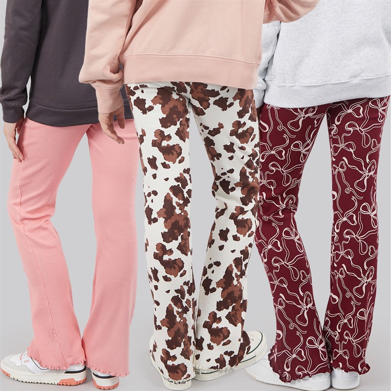 Board Angels Girls Three Pack Printed Ribbed Flared Leggings Multi
