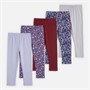 Board Angels Girls Five Pack Plain/Print Leggings Multi