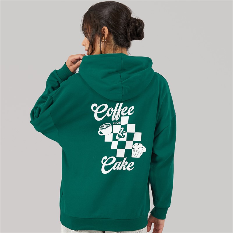 Board Angels Womens Coffee And Cake Hoodie Evergreen