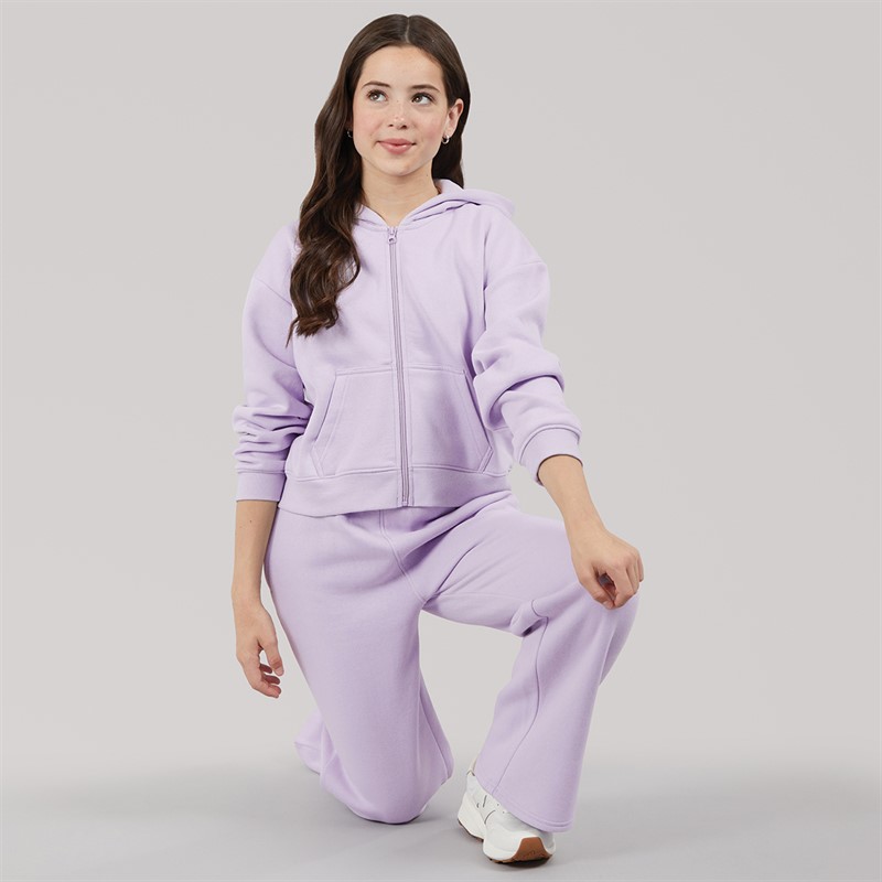 Board Angels Girls Zip-Through Hoodie And Open Hem Joggers Tracksuit Dusky Lilac