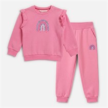 Board Angels Girls Rainbow Sweatshirt And Joggers Set Sachet Pink