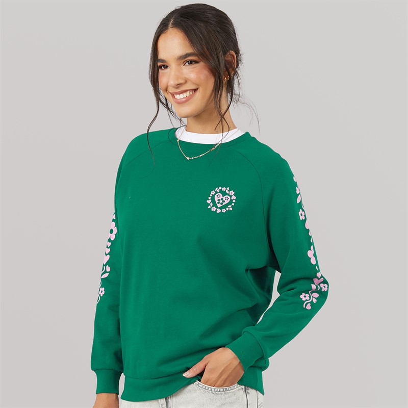 Board Angels Womens Crew Neck Sweatshirt Evergreen