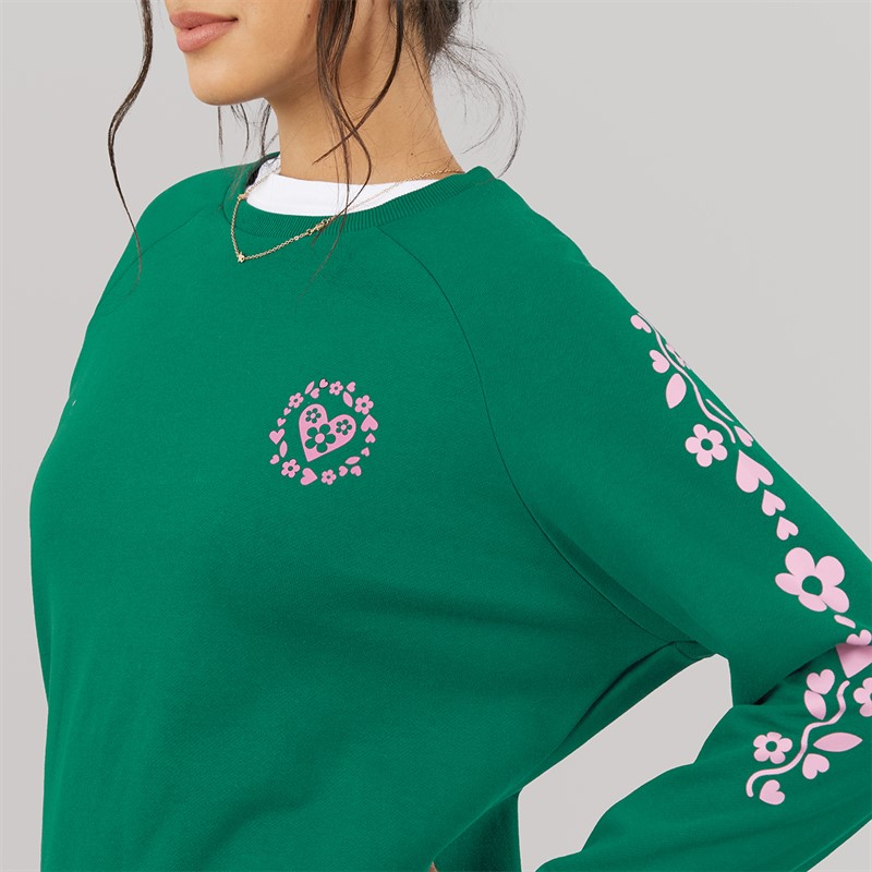 Board Angels Womens Crew Neck Sweatshirt Evergreen
