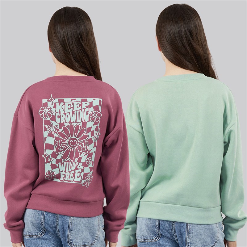Board Angels Girls Two Pack Wild And Free Sweatshirts Purple/Sage