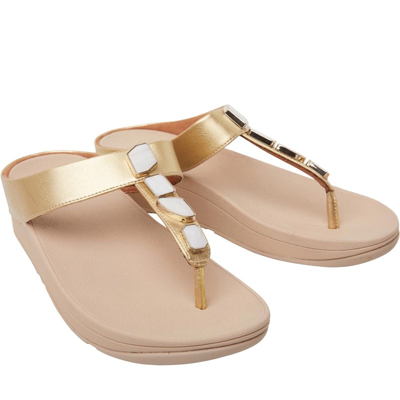 gold toe post flat sandals