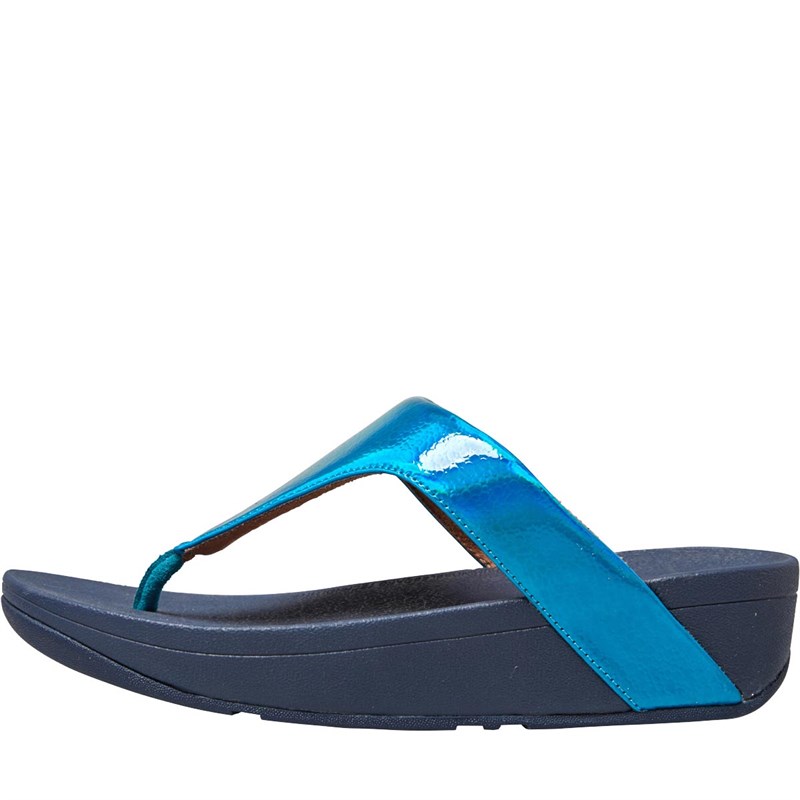 Buy Fitflop Womens Lottie Irridescent Scale Toe Thongs Sea Blue