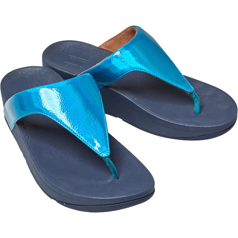 Fitflop Womens Lottie Irridescent Scale Toe-Thongs Sea Blue
