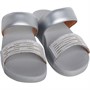 FitFlop Womens Lulu Lasercrystal Leather Slide Sandals Silver
