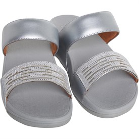 fitflop NOVY SLIDE （Sliver Stone）　紺　US5 FitFlop Women's Rokkit Suede Slide Sandals - Silver Nova