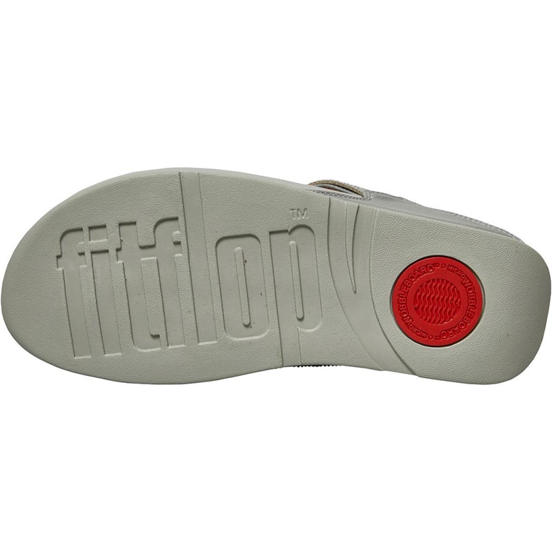 FitFlop Womens Lulu Lasercrystal Leather Toe Post Sandals Silver