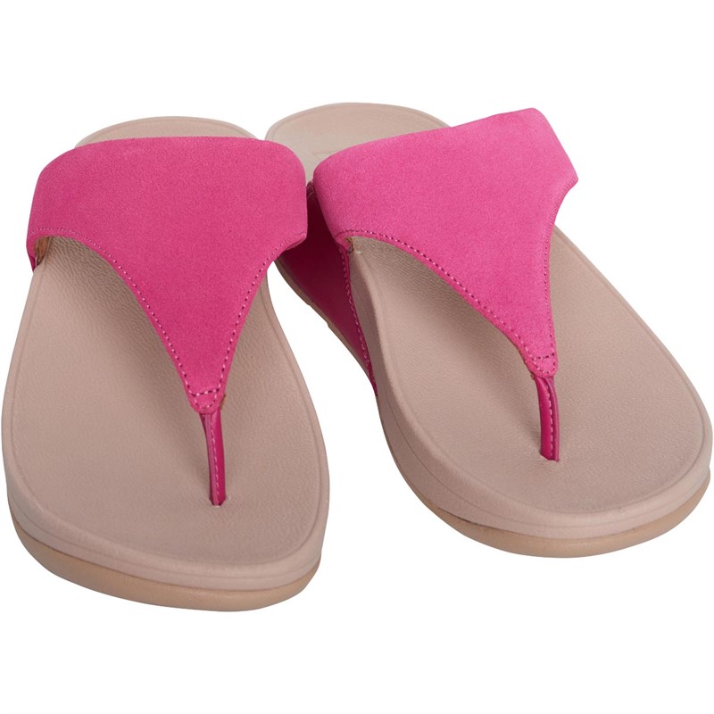 FitFlop Womens Lulu Suede Toe Post Sandals Fuchsia Rose